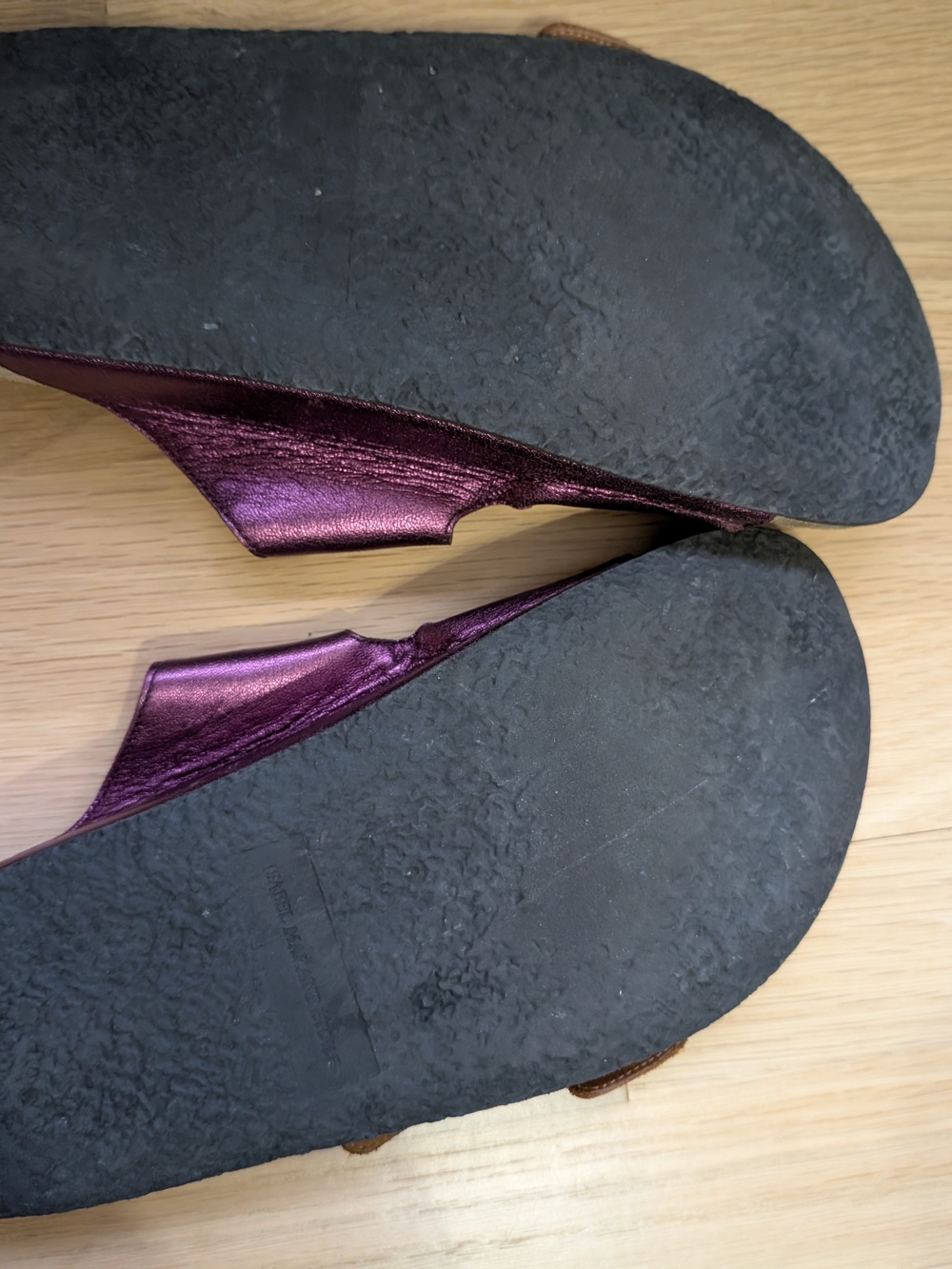 Isabel Marant Metallic Purple, Brown & Cream Double-Buckle Slide Sandals Size 38 - Picture 8 of 15
